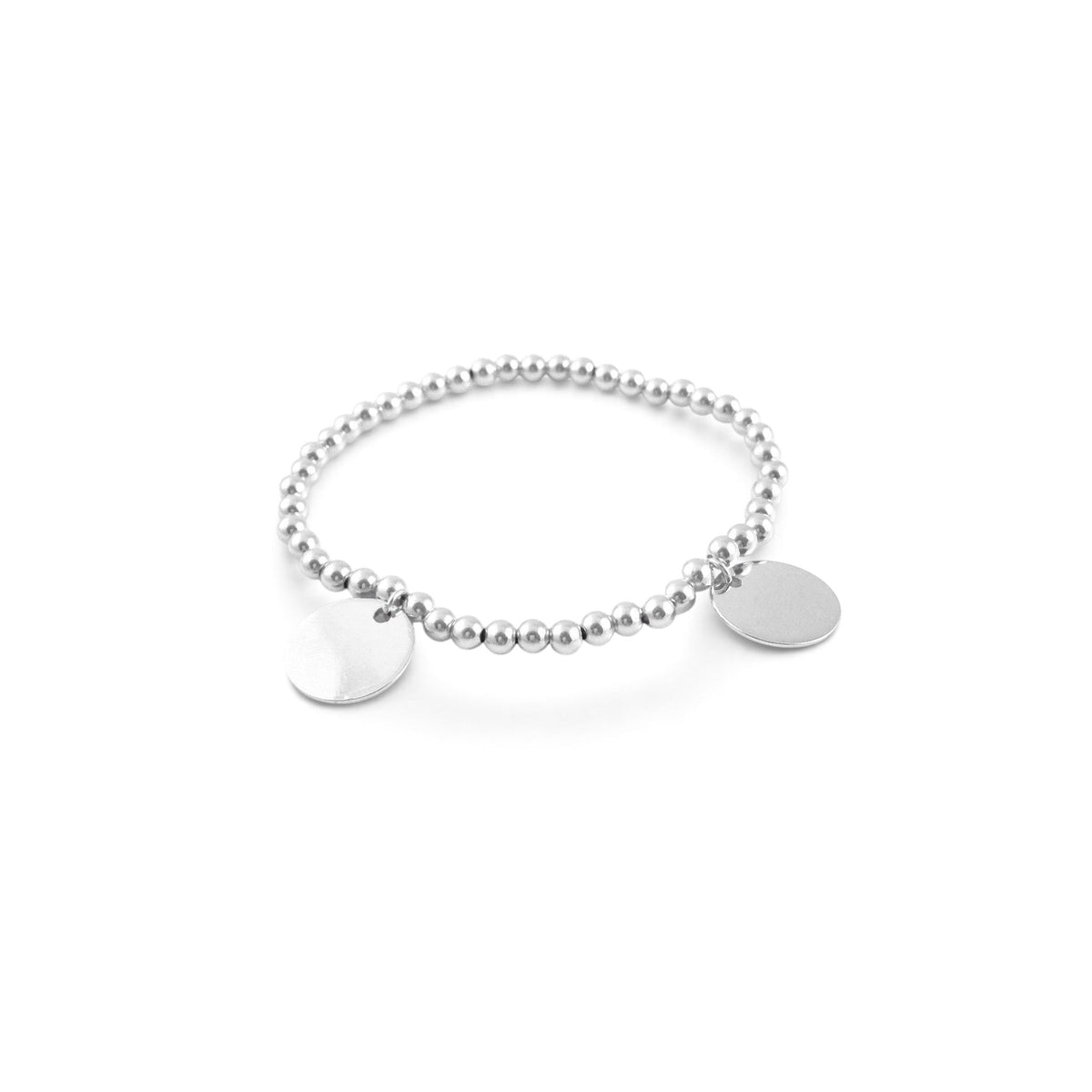 ANNA VON BERGMANN Armband Round n Round aus Sterlingsilber mit Perlen und zwei runden Gravur-Plaketten