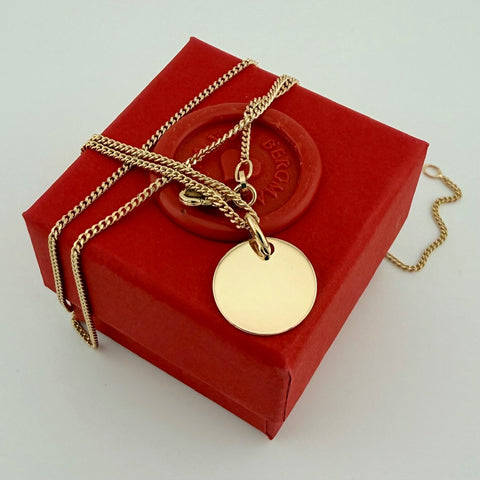 Namenskette Coin Small in gold mit rundem Anhänger zum Gravieren
