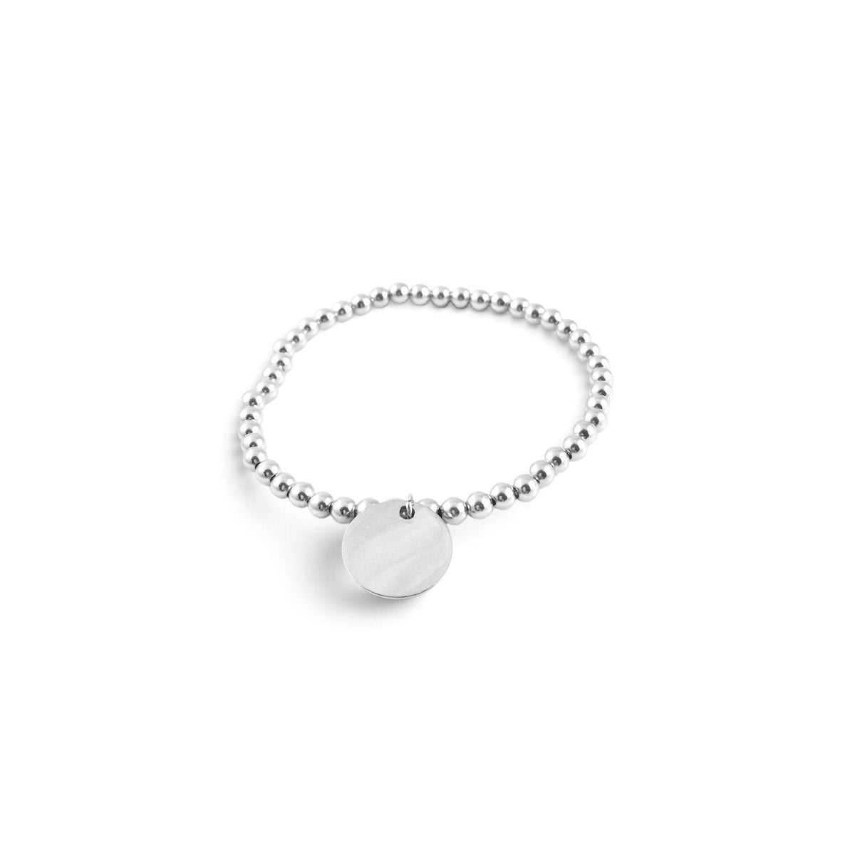 ANNA VON BERGMANN Armband Round n Round aus Sterlingsilber mit runder Gravurplatte und Perlen-Design