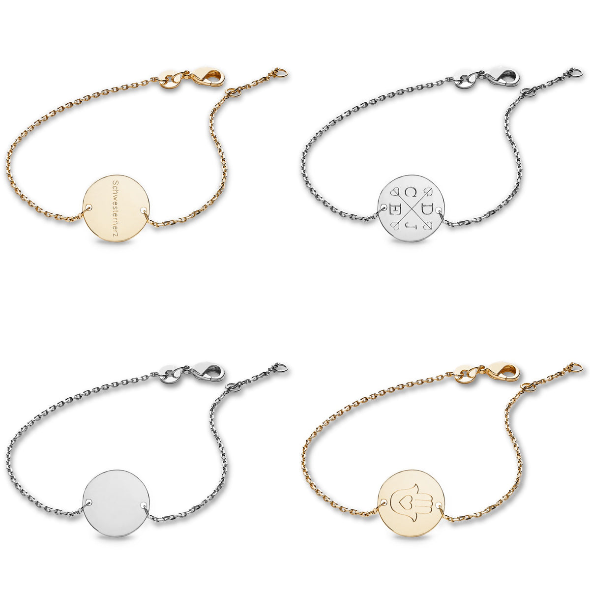 ANNA VON BERGMANN Armband DAISY mit Gravur, in Silber und Gold